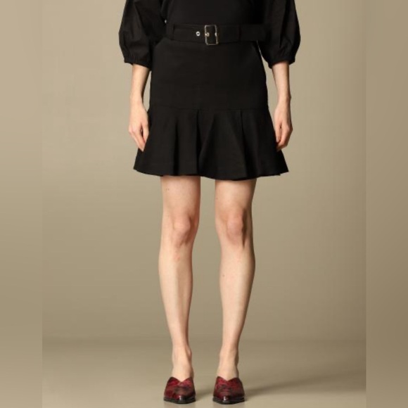 Black Pinko Tenero mini skirt linen viscose blend 42 IT - Picture 1 of 13
